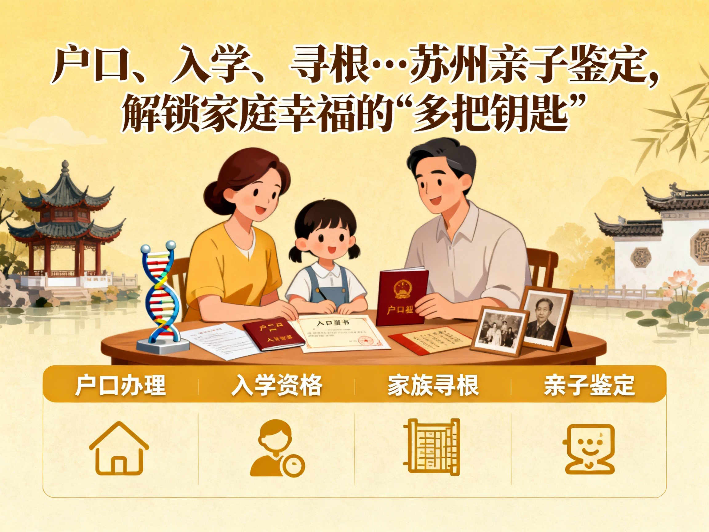 户口、入学、寻根…苏州亲子鉴定,解锁家庭幸福的“多把钥匙”
